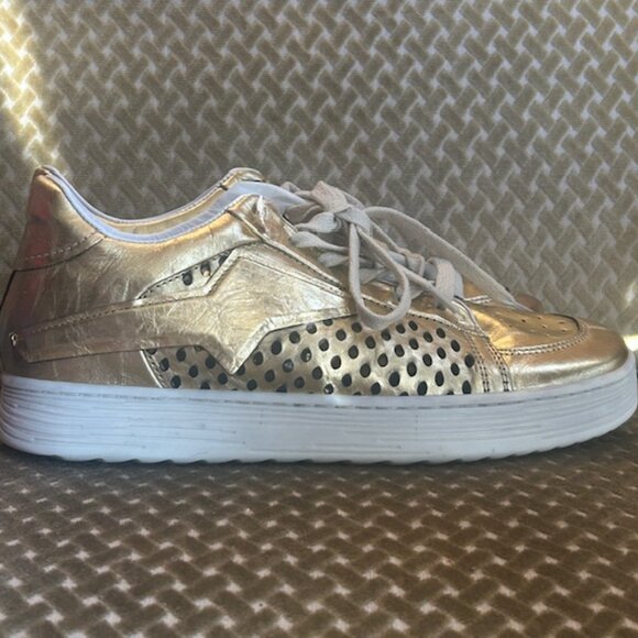 Free People AS98 Lucky Strike Metallic Gold Cushioned Leather Sneakers NEW 8.5 - Picture 6 of 16